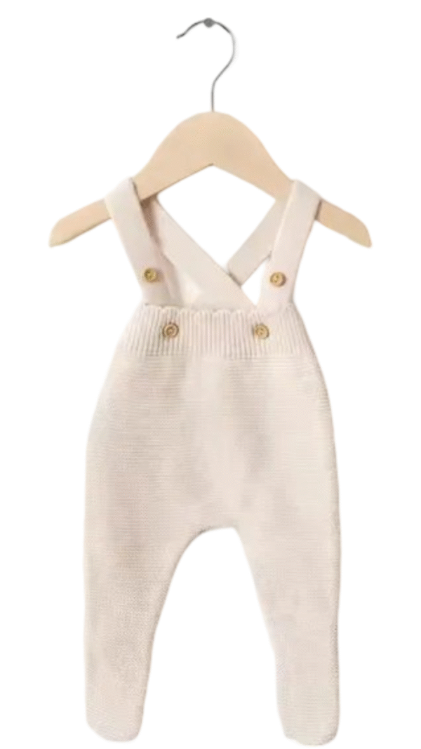 organic knitted overall romper.